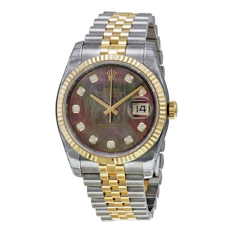 rolex datejust black mother of pearl